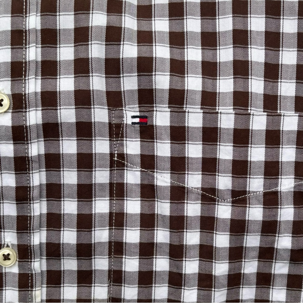 TOMMY HILFIGER Check Plaid Button Down Oxford Long Sleeve Gingham Print Shirt - Picture 4 of 12